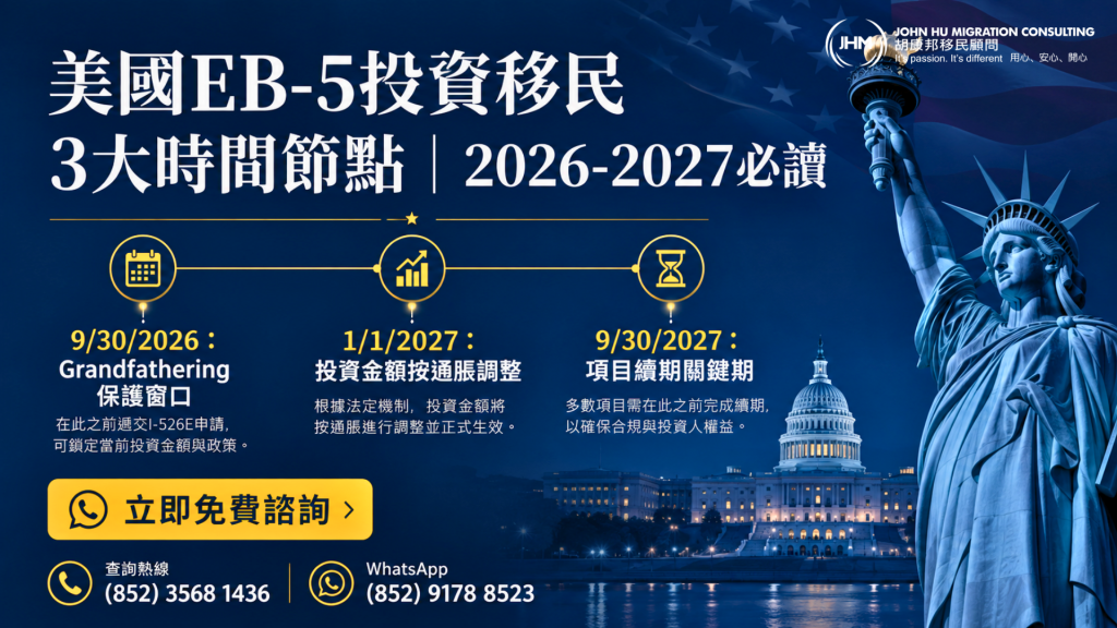 美國EB-5投資移民3大時間節點：開立申請前必須掌握