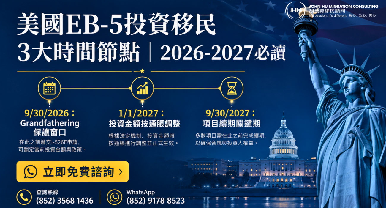 美國EB-5投資移民3大時間節點：開立申請前必須掌握