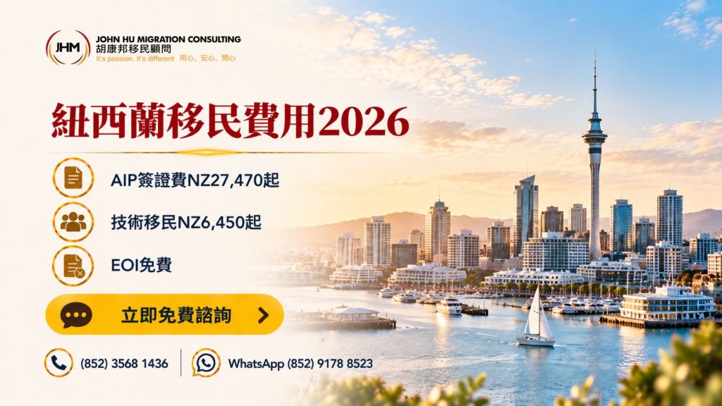 紐西蘭移民費用2026：官方申請費及各項花費你要知！