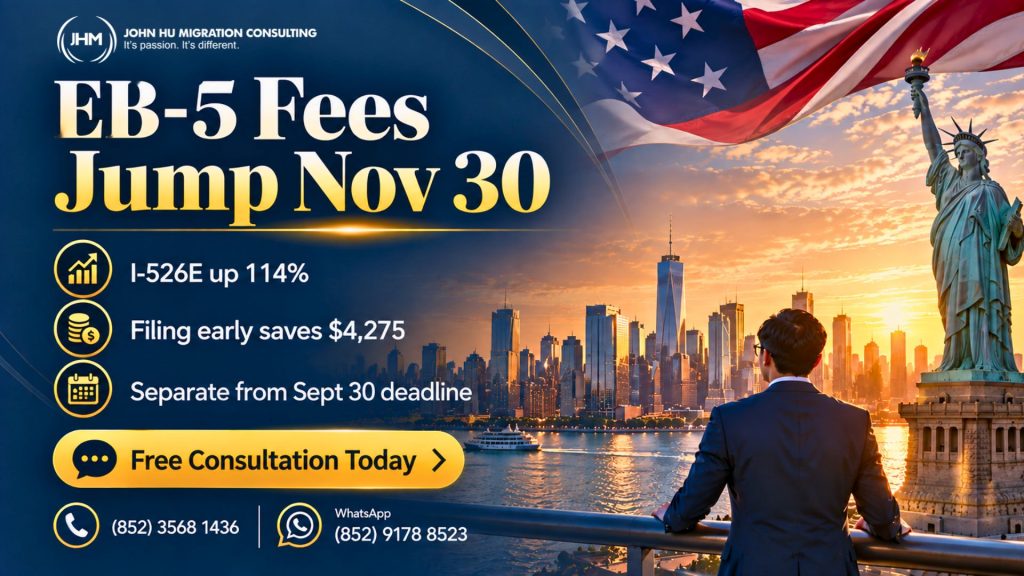 EB-5 Fees Rise Sharply From November 30: I-526E Up 114%